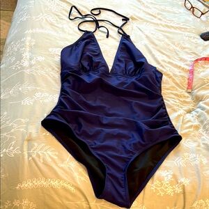 Navy Blue Halter One Piece Swimsuit / NWOT